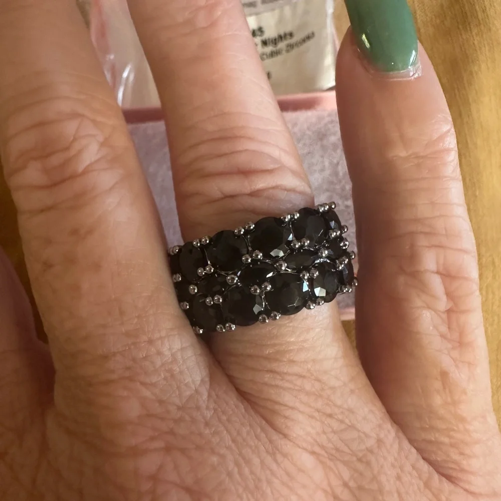 Bomb‎ Party OG Ring Starry Summer Nights Black Onyx Cubic Zirconia on Hematite 6